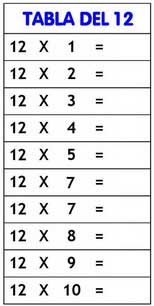 tabla del 12