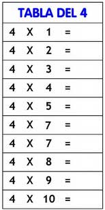 tabla del 4