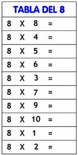 tabla del 8
