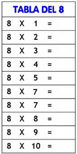 tabla del 8
